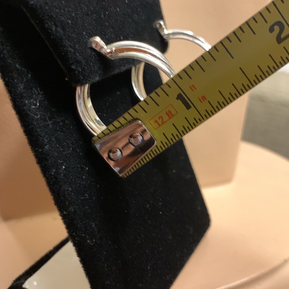 ABSTRACT MULTIDIMENSIONAL STERLING SILVER 925 TRIPLE INTERTWINED HOOPS. - Picture 11 of 14